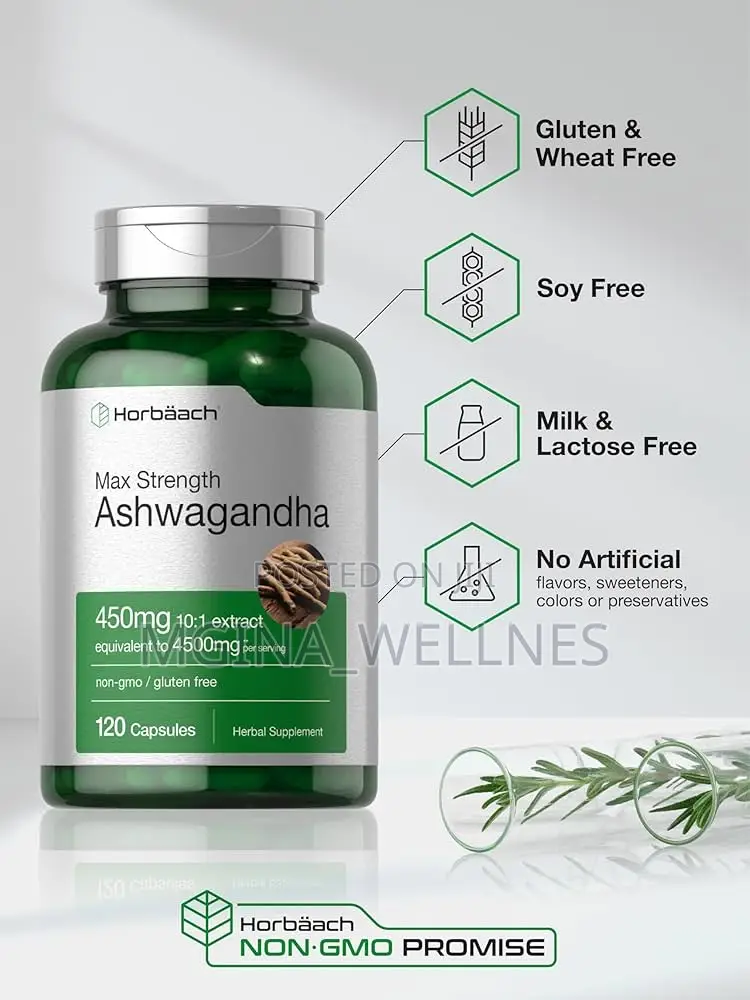 Horbäach Ashwagandha Supplement | Max Strength | 120 Capsules