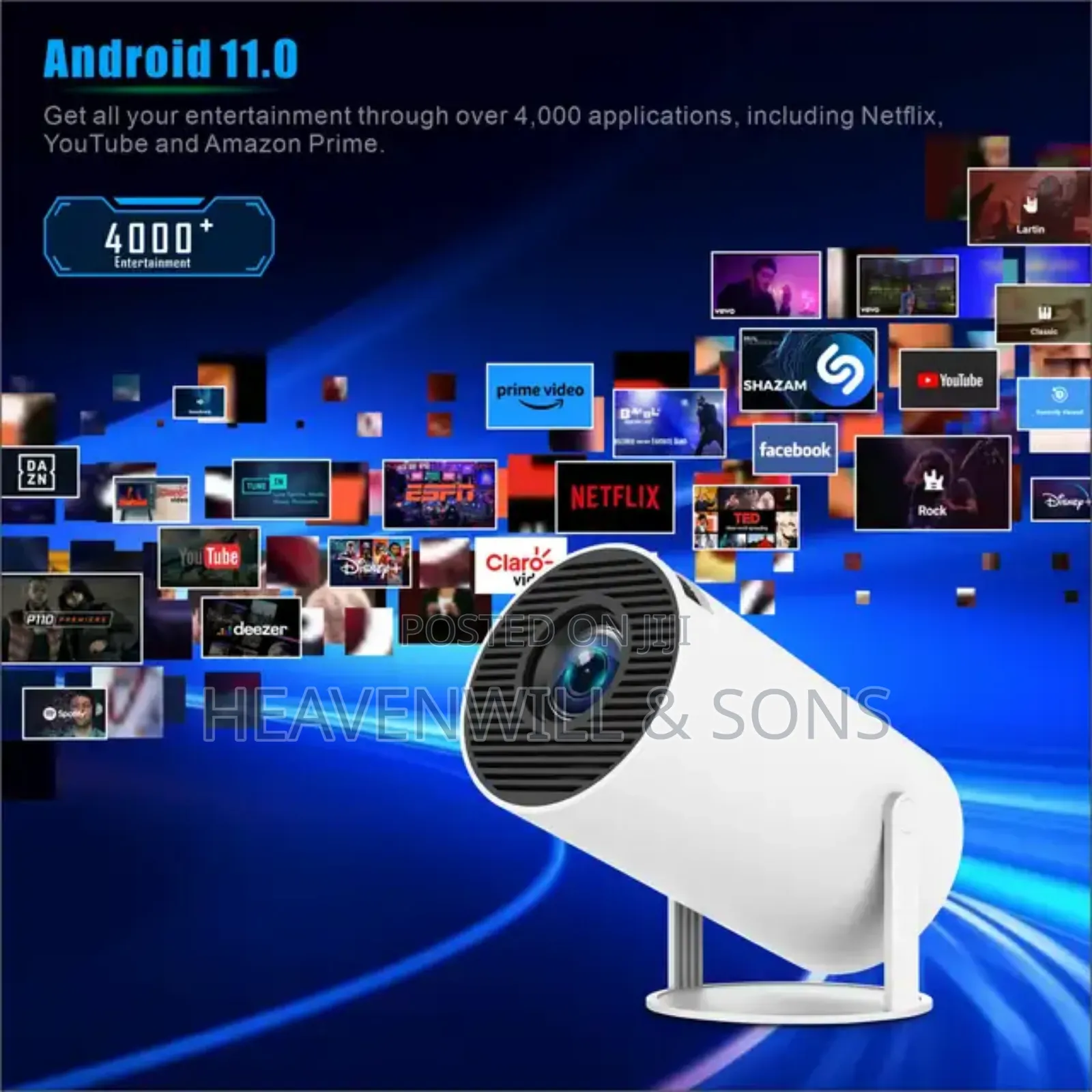 Smart Indoor Projector 720 Wifi 6.0 Bt 5.0