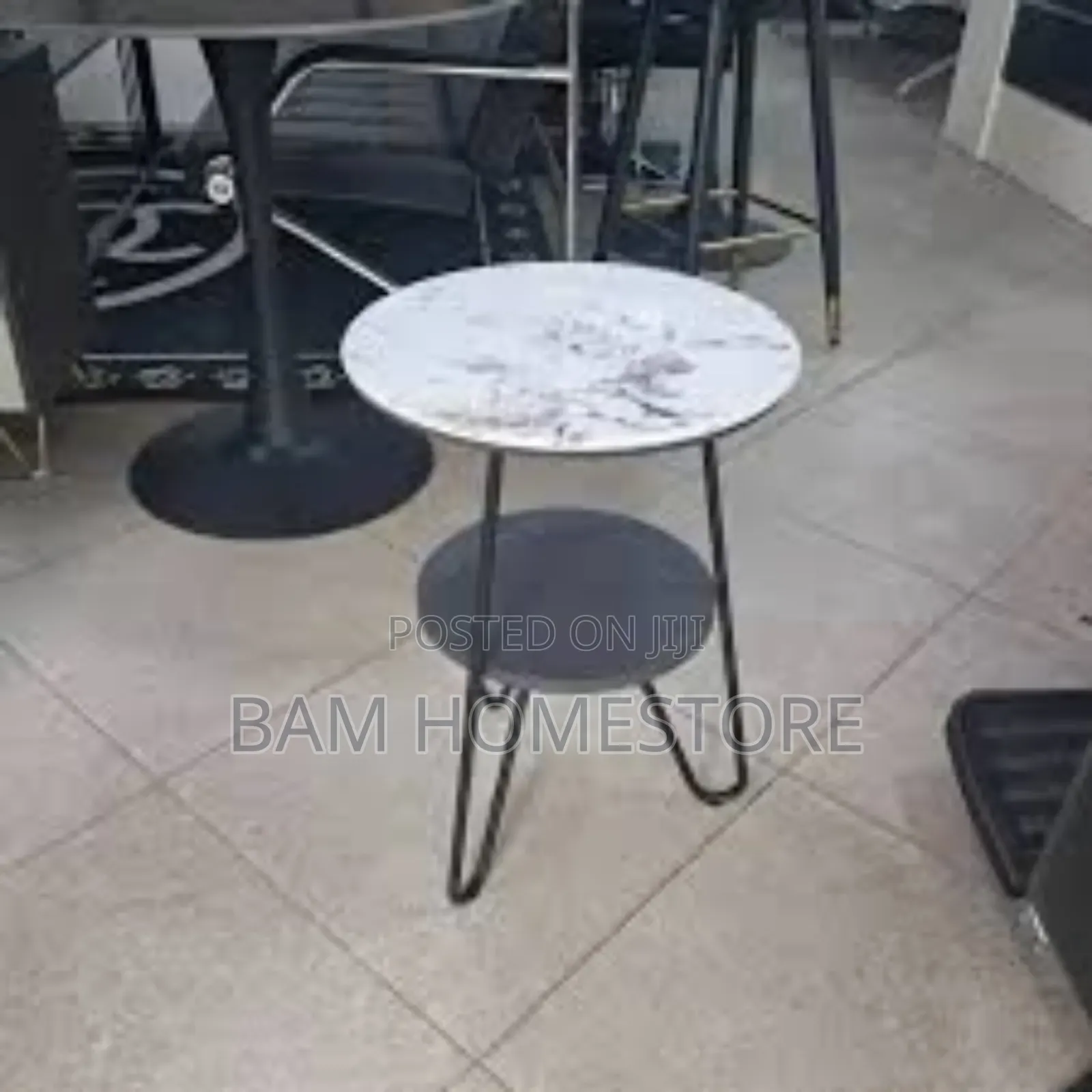 Modern Round Side Table With Shelf