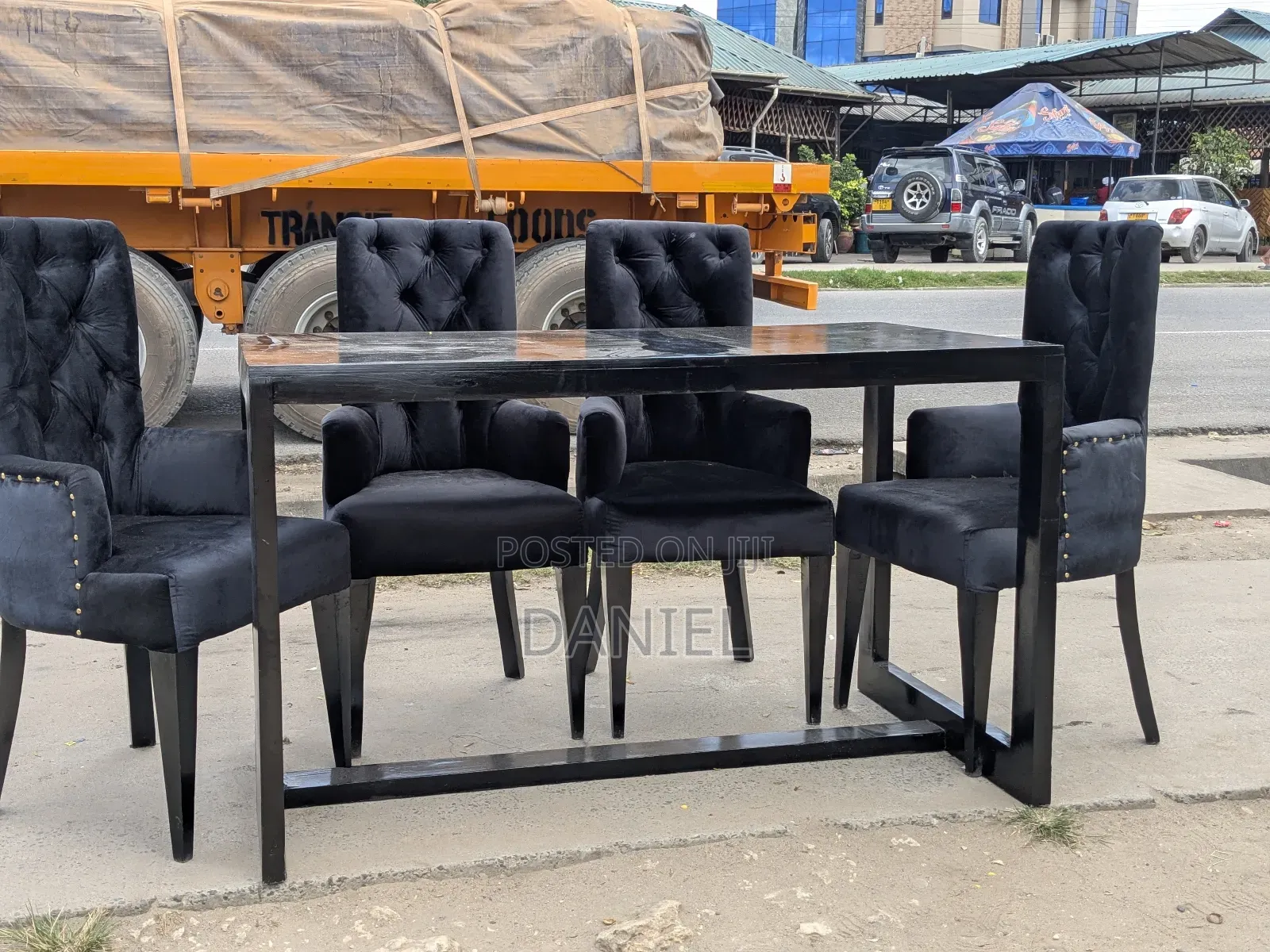 Dinner Table With Four Chairs Black Color