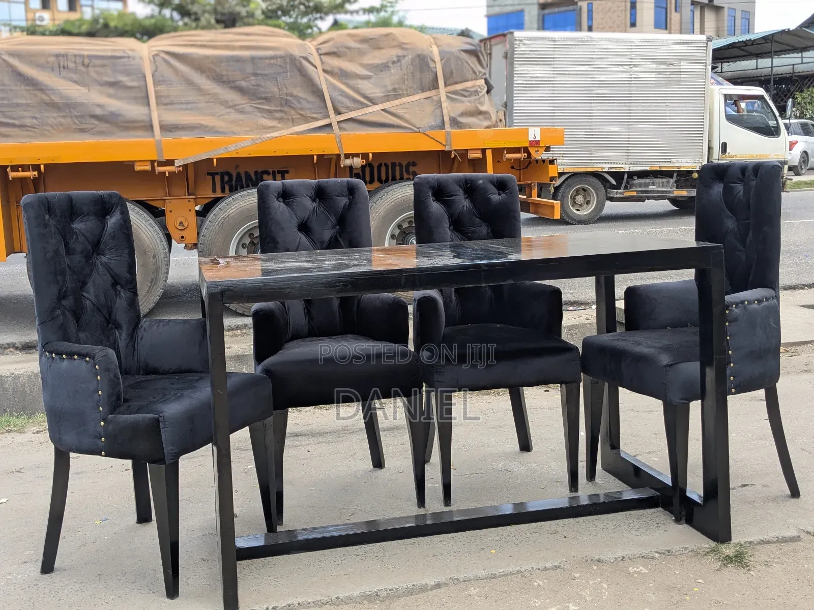 Dinner Table With Four Chairs Black Color