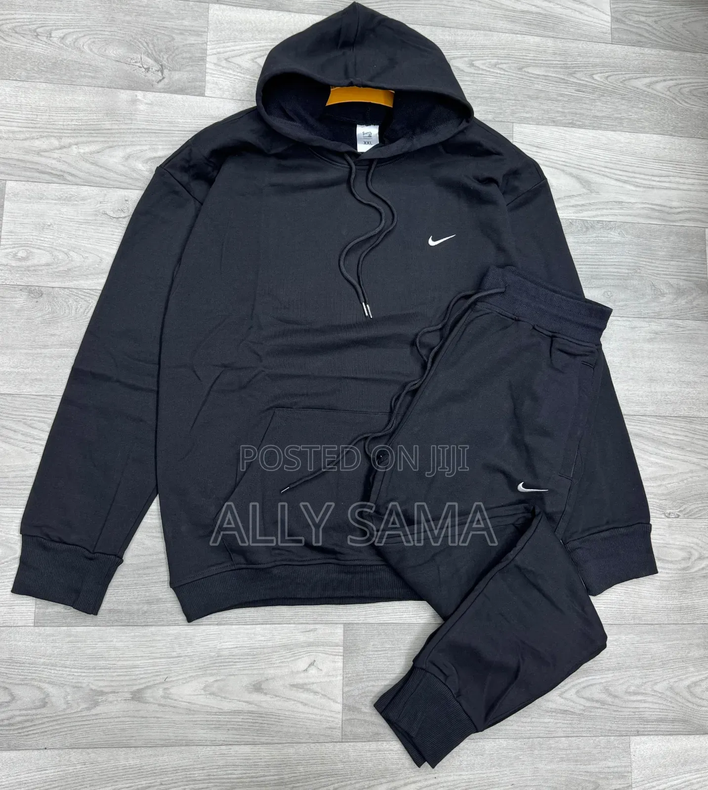 Unisex Full Black Nike Hoodie Sweatpants Cotton