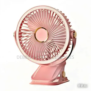 Small Desk Fan Clamp Rechargeable 5 Speed 3 Brightness