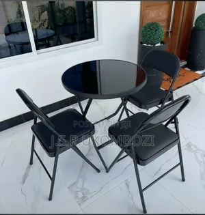 Folding Table Square Full Set Glass