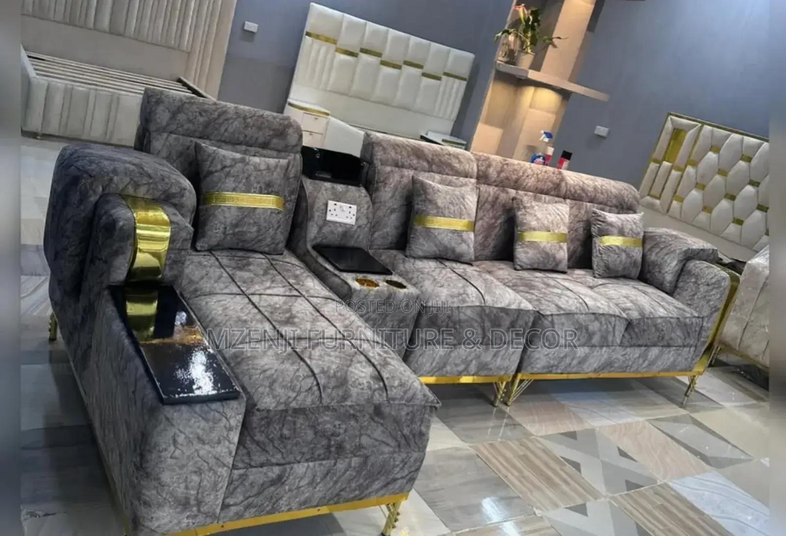 L Shaped Sofa Seat 5 Gold Sticker and System Charge