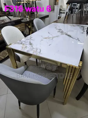 Modern 6-Seater Dining Set With Marble Top