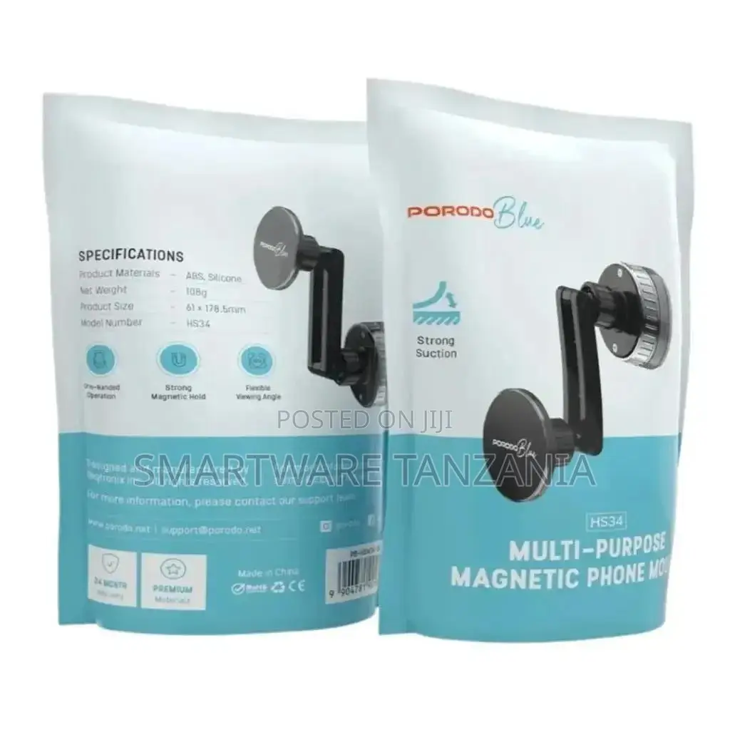 Porodo Blue Multi-purpose Magnetic Phone Mount - Black