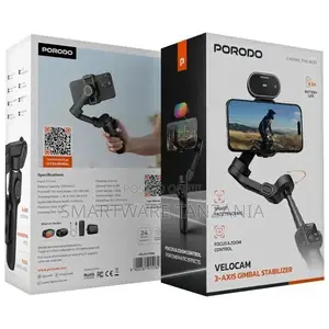 Porodo Velocam 3-axis Gimbal Stabilizer - Black