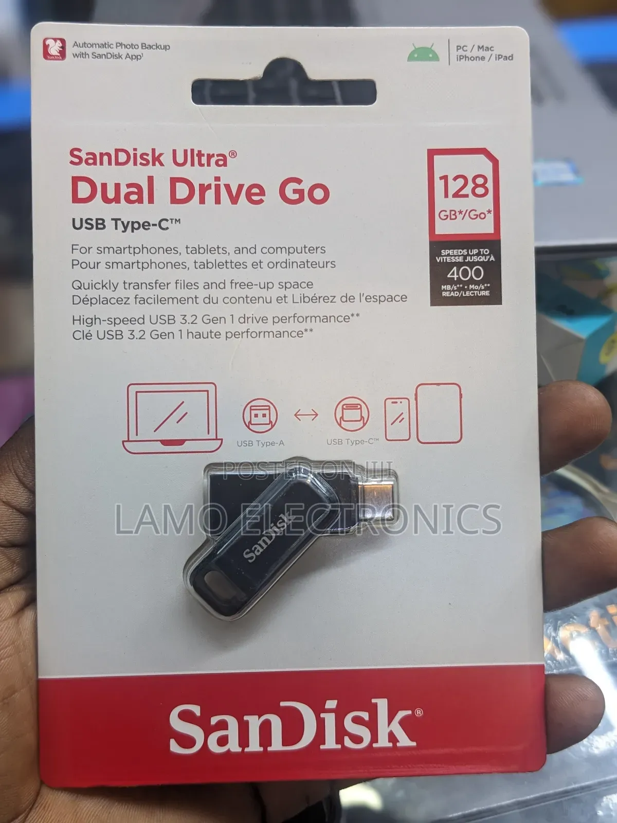 Sandisk Ultra Dual Drive Go Usb/Type-C 128gb Flash Disk