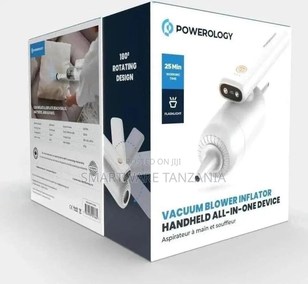 Powerology 4in1 180° Foldable Car Vacuum Cleaner - White