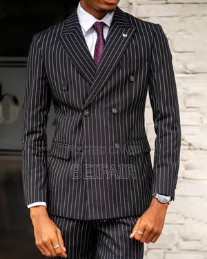 Black Suit White Stripes | Double Breasted Suit