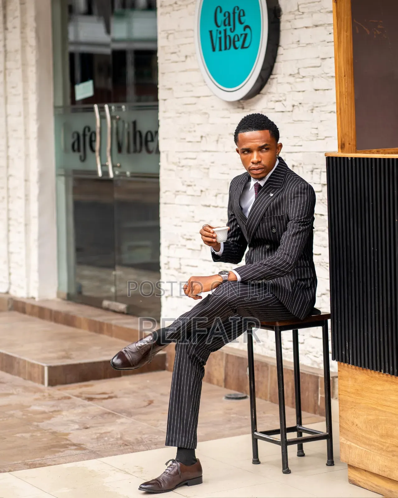 Black Suit White Stripes | Double Breasted Suit
