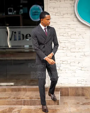 Black Suit White Stripes | Double Breasted Suit
