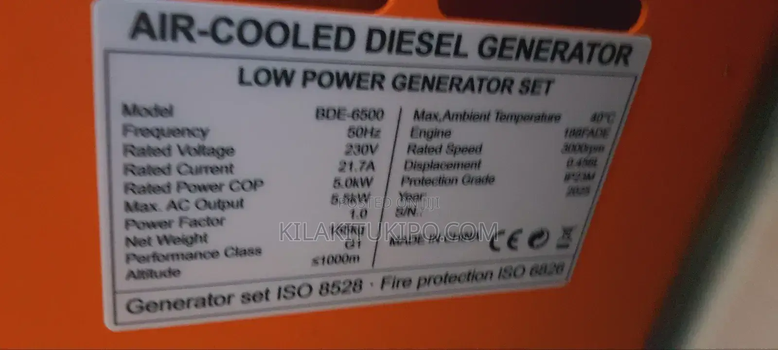 Boss Generator Bde-6500 Air Cooled Diesel