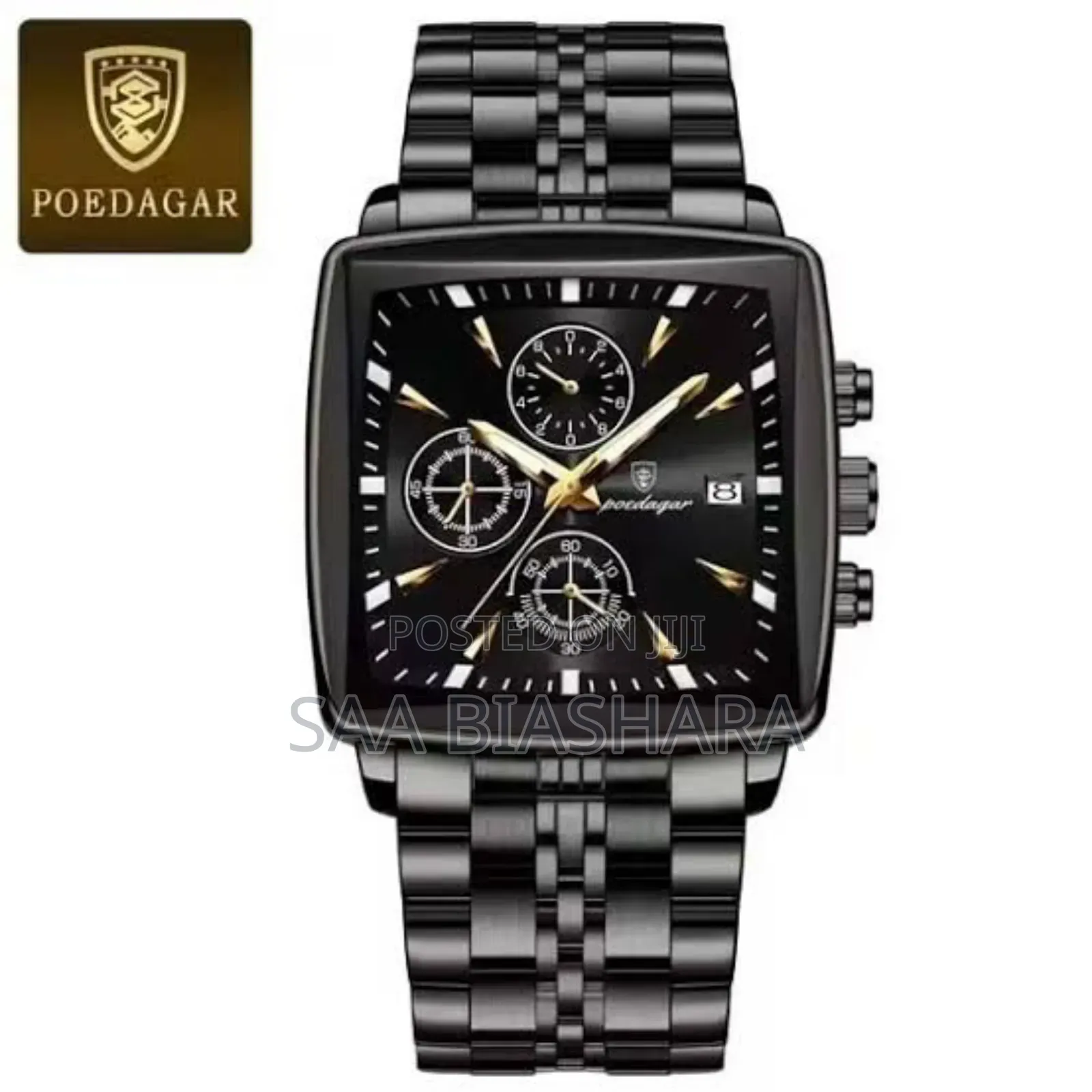 Poedagar Luxury Watch Black Full 