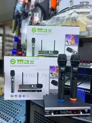 Max Dh-744 Dual Channel Uhf Wireless Microphone (2 Mics)