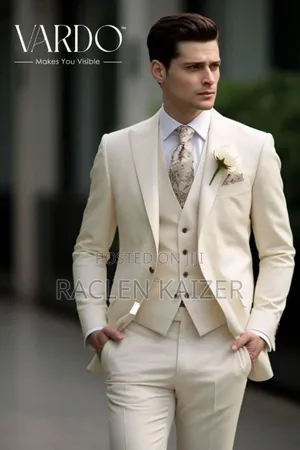 A Smooth, Solid Fabric Suits, Featuring an Off-White or Cream Color