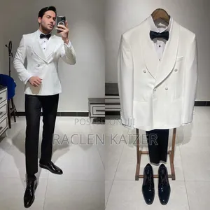 A Smooth, Solid Fabric Suits, Featuring a White Color
