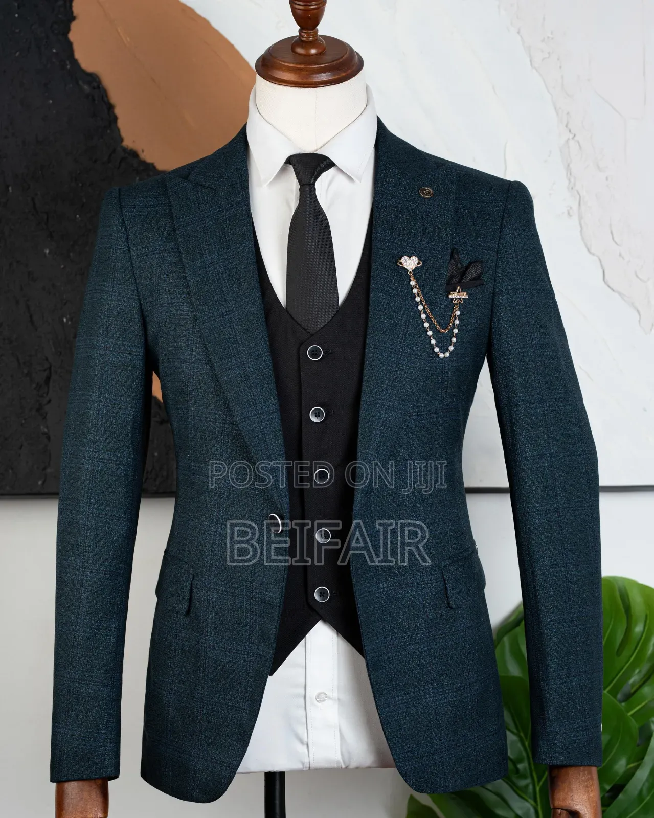 Green and Black Suit