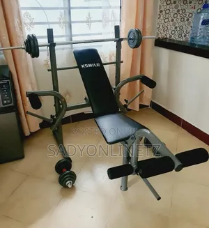 Adjustable Weight Bench With 50kg Chrome Dumbbell
