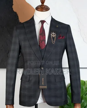 Dark Grey Color With a Subtle Checkered Pattern Suits