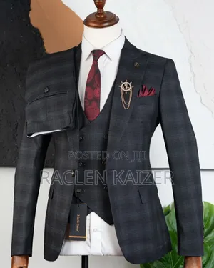 Dark Grey Color With a Subtle Checkered Pattern Suits