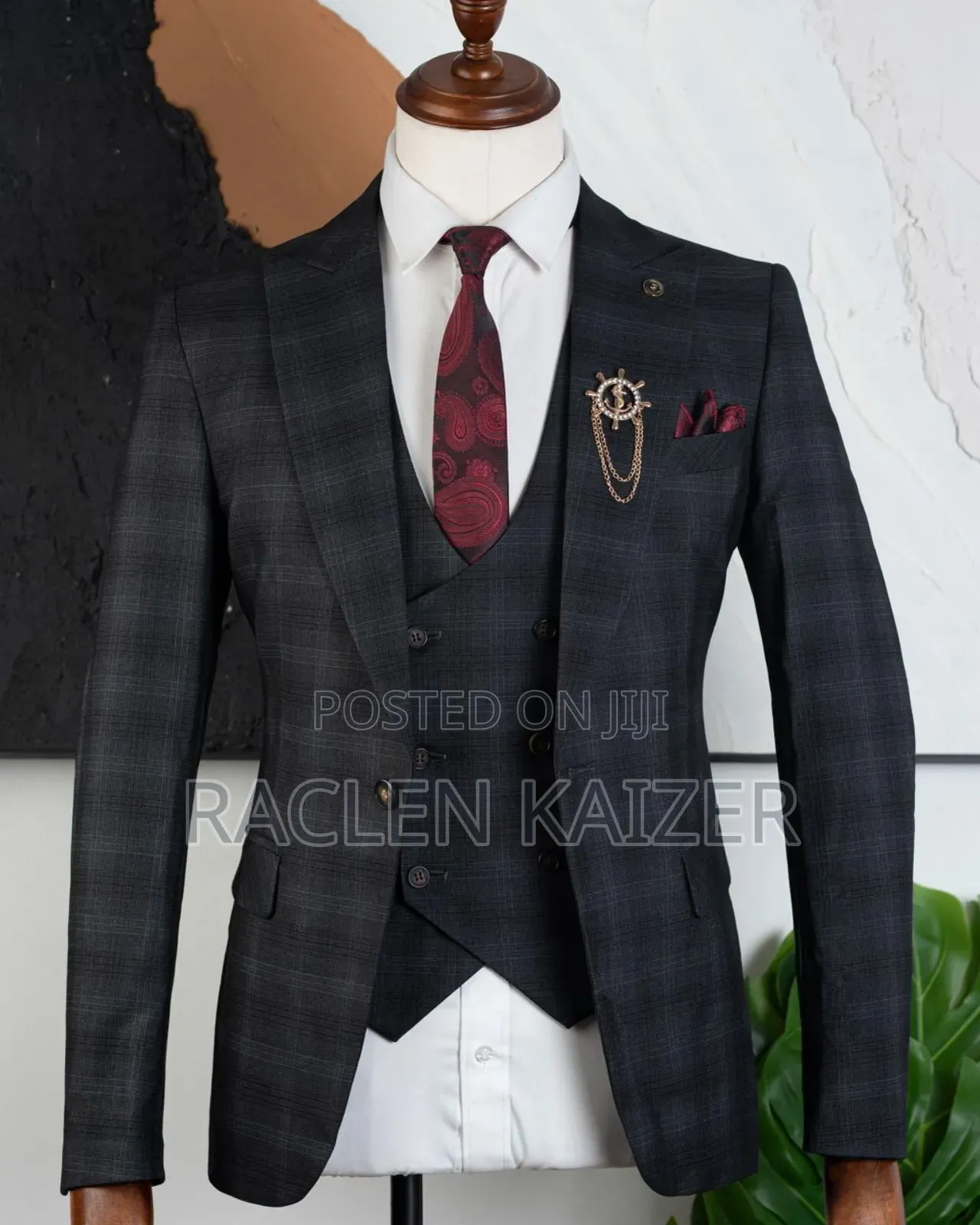 Dark Grey Color With a Subtle Checkered Pattern Suits