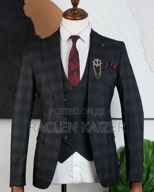 Dark Grey Color With a Subtle Checkered Pattern Suits