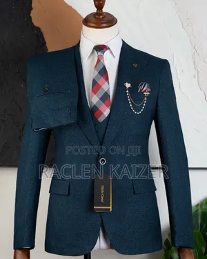 A Teal Color With a Textured Pattern Suits