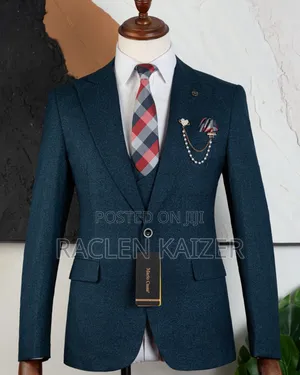 A Teal Color With a Textured Pattern Suits
