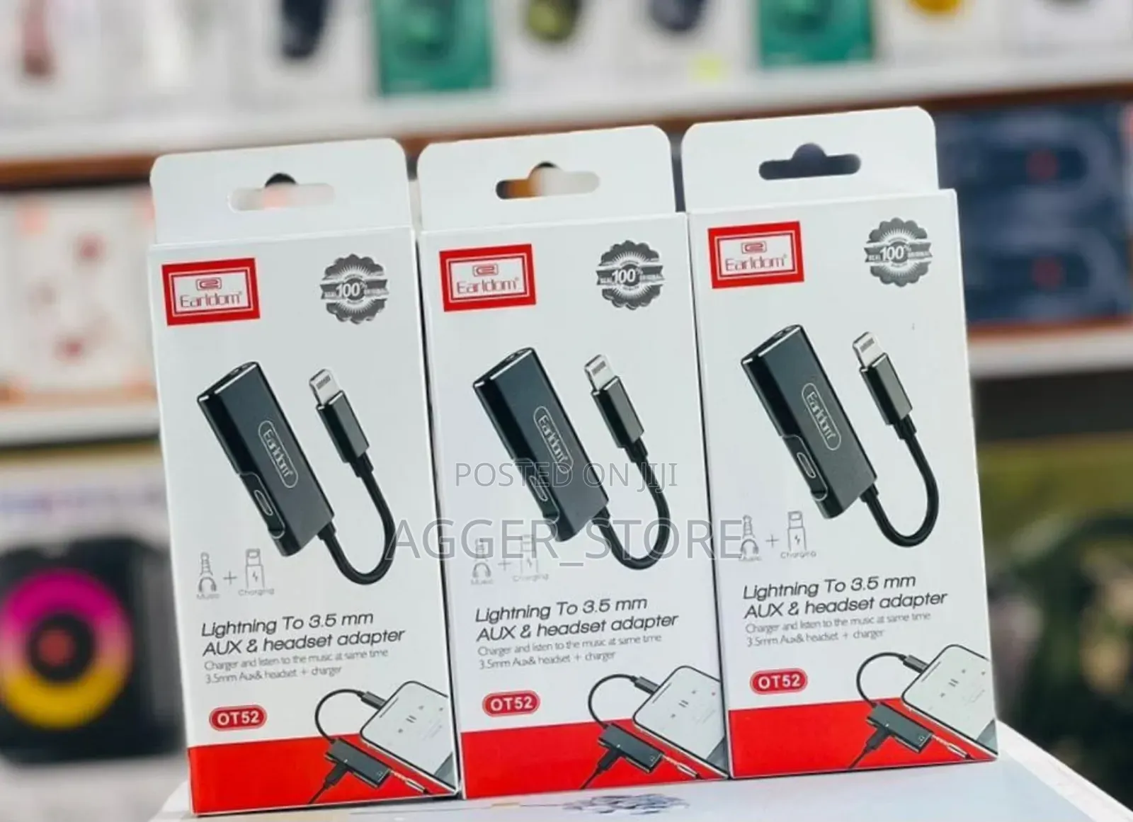 Earldom Lightning to 3.5 Aux and Headset Adapter