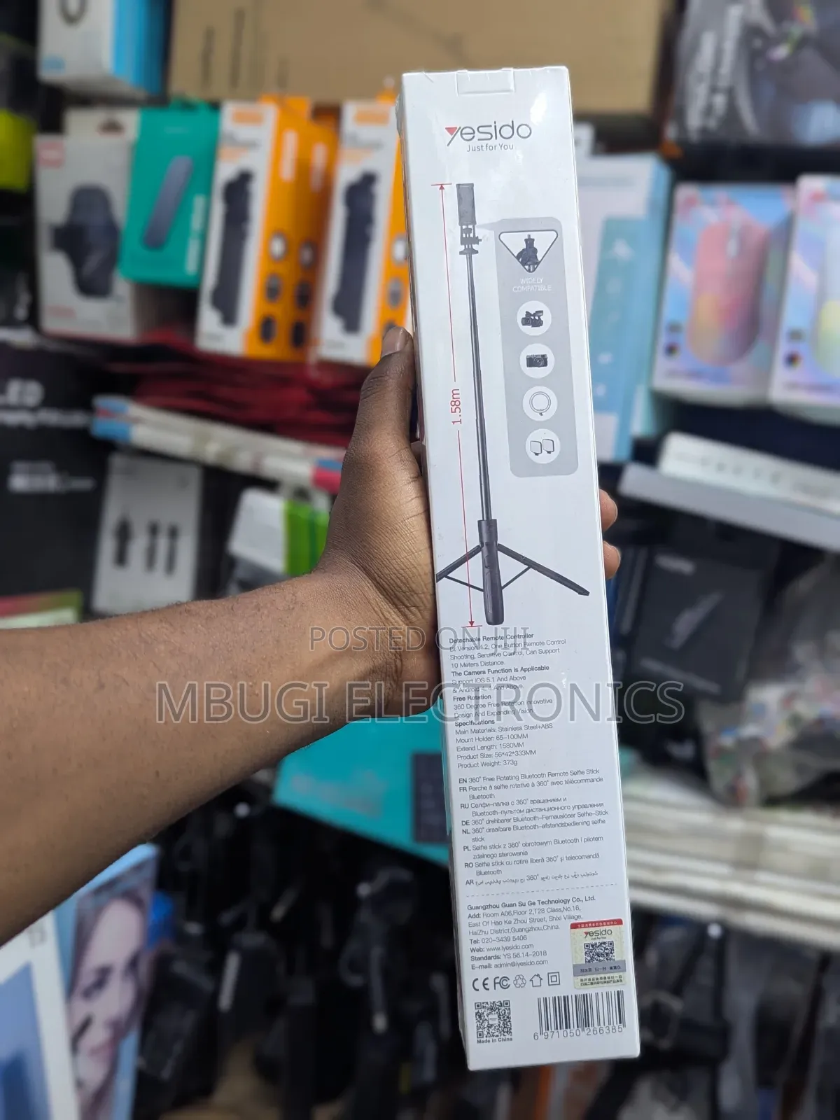 Yesido Selfie Stick Tripod Ndefu 1.58m