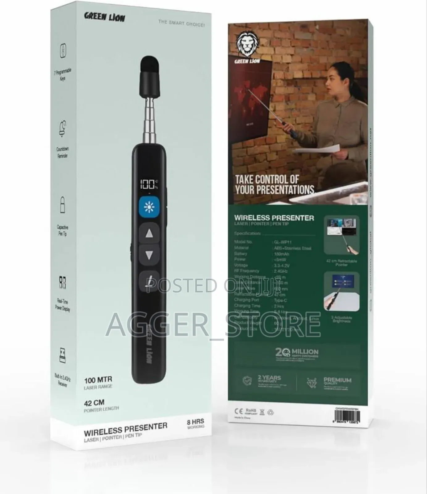 Greenlion Wireless Presenter, Laser,Pointe,Pen Tip
