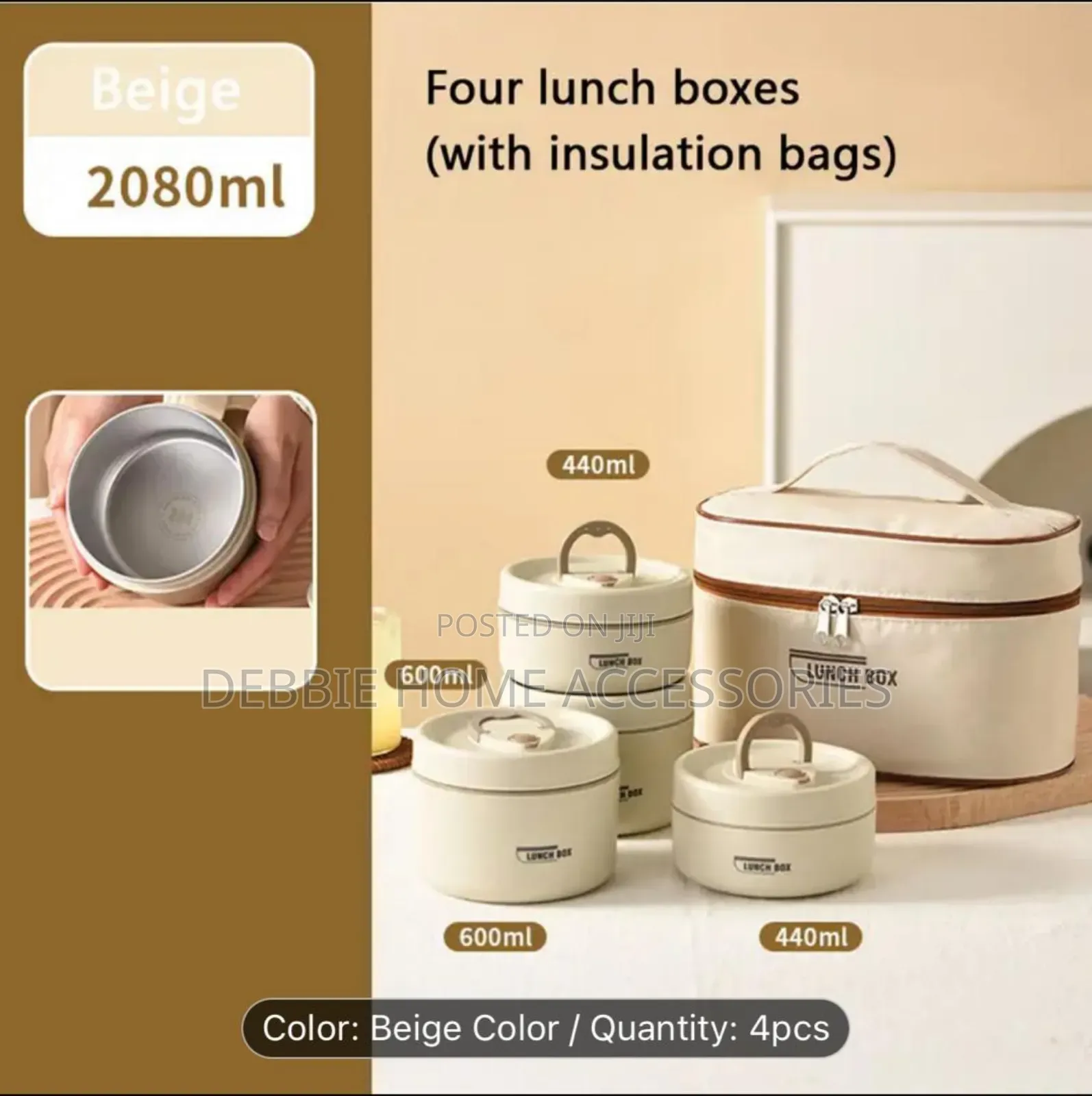 Four Lunch Box With Insulated Bag