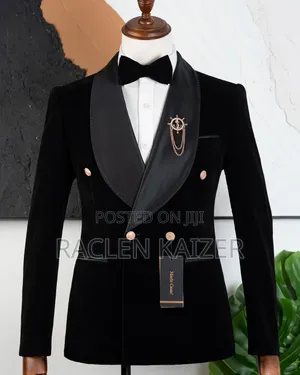 A Black Velvet Fabric Suit