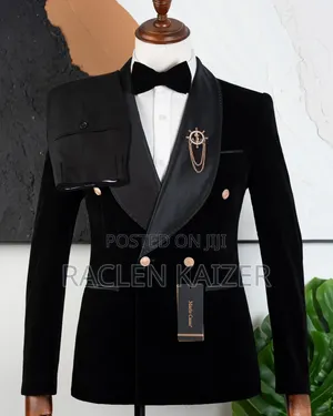 A Black Velvet Fabric Suit