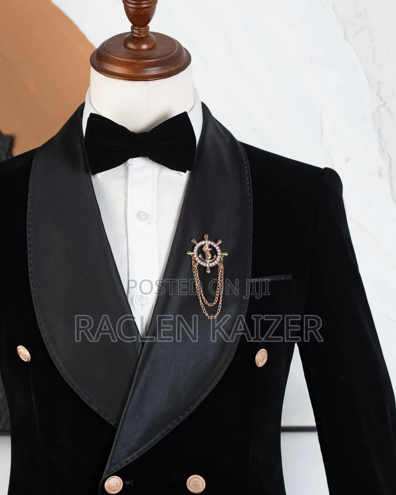 A Black Velvet Fabric Suit