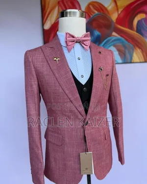A Pinkish-Red With a Subtle Textured Pattern Suits
