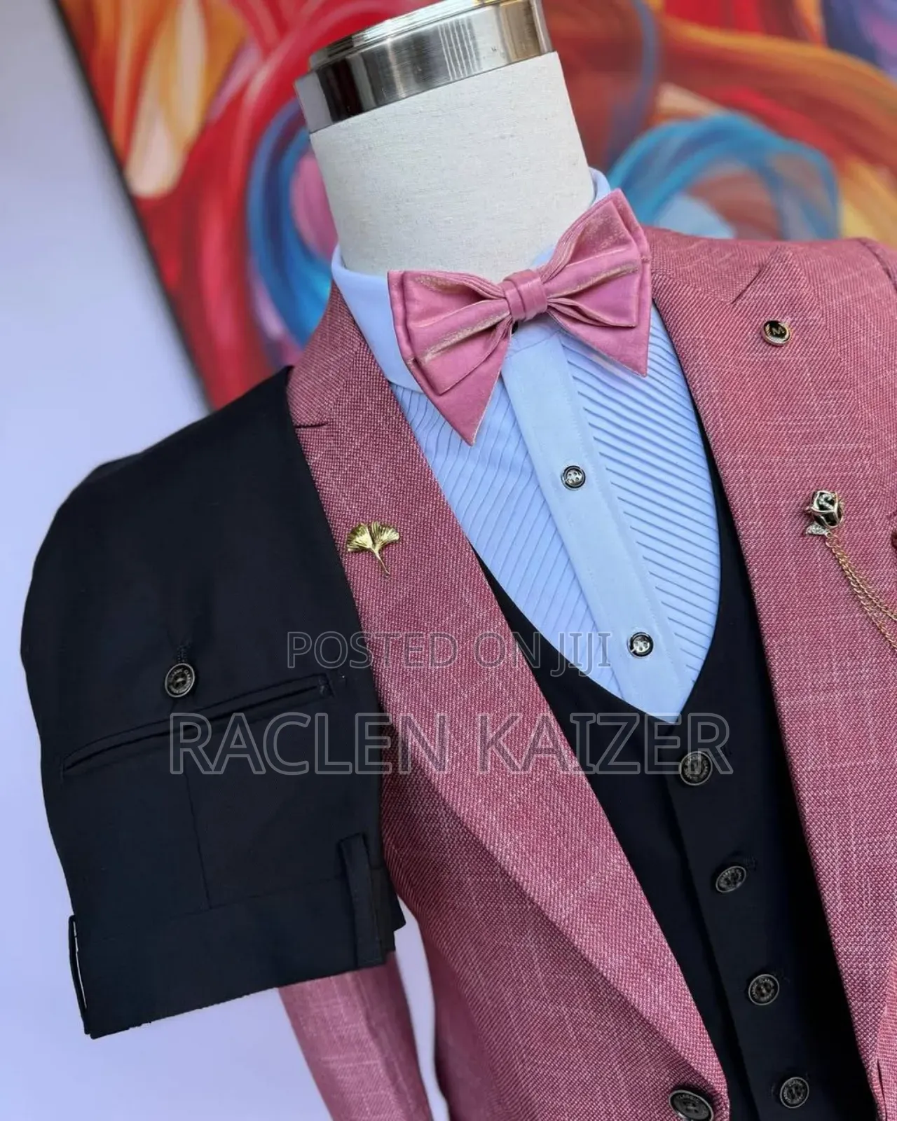 A Pinkish-Red With a Subtle Textured Pattern Suits