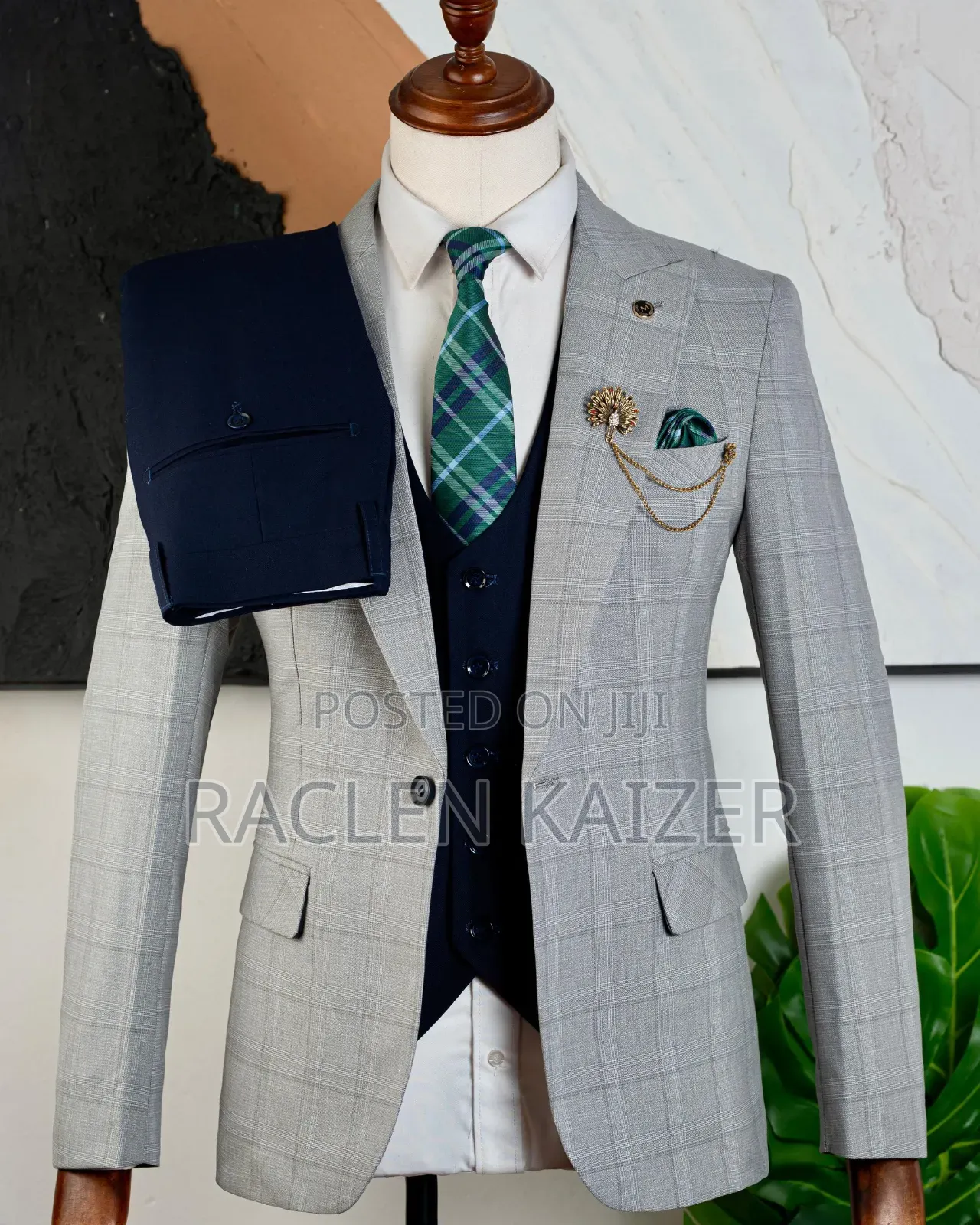 Light Gray With a Subtle Checkered Pattern Suits