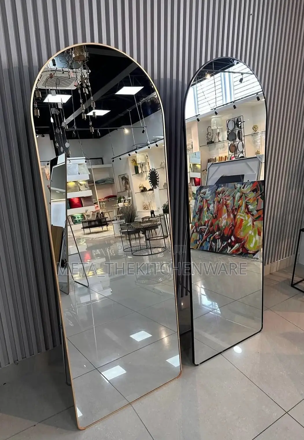 Wall Mirror Full Length With Standing, Black Arched