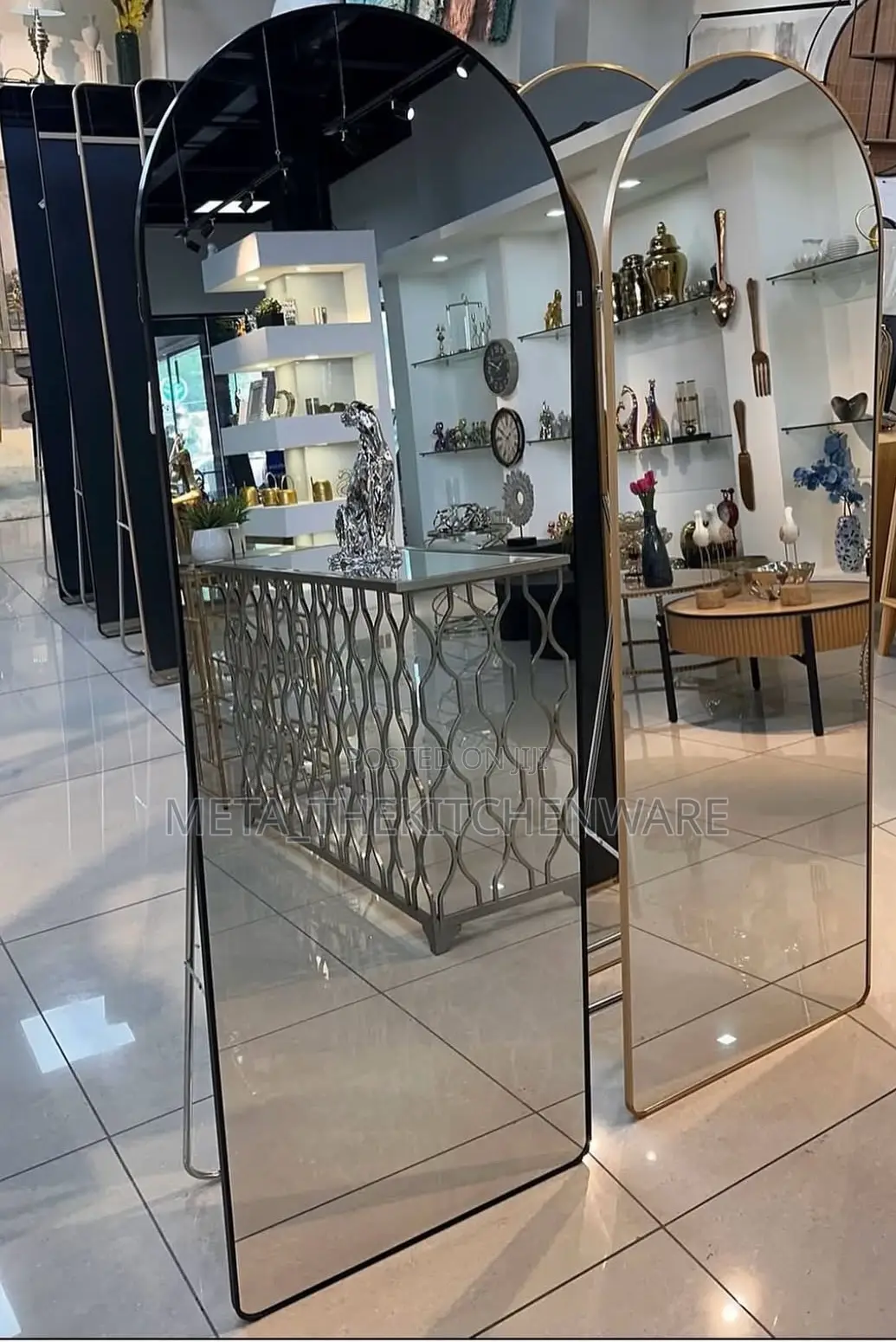 Wall Mirror Full Length With Standing, Black Arched