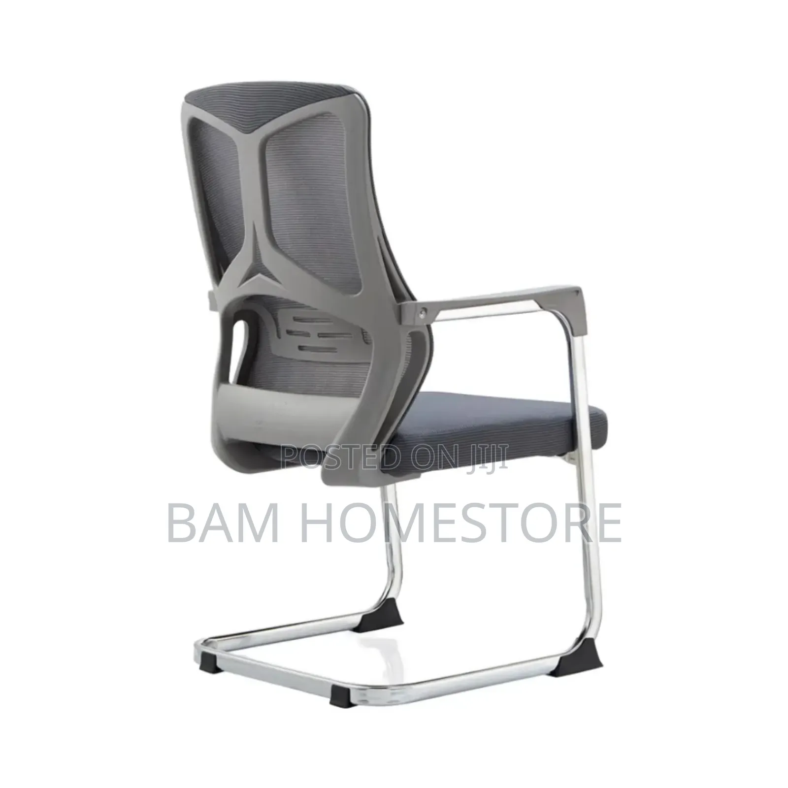 Black Mesh Office Chair With Sled Base