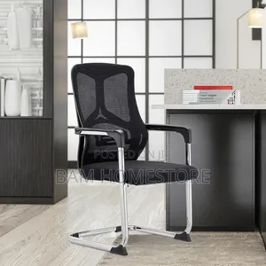 Black Mesh Office Chair With Sled Base