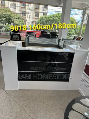 Luxury Grand White Black Reception /Counter Table - 160cm/180cm