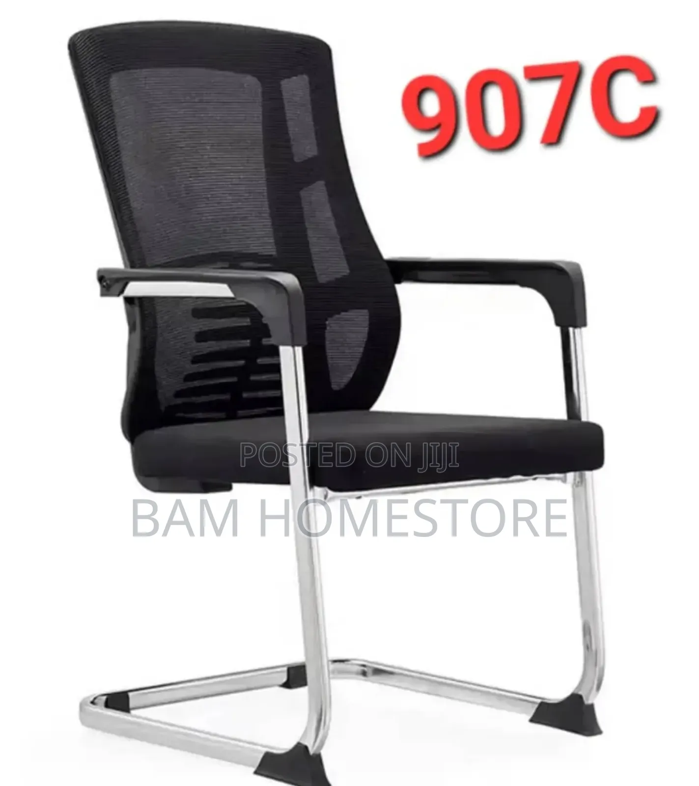 Black Mesh Office Chair With Sled Base