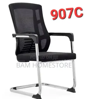 Black Mesh Office Chair With Sled Base