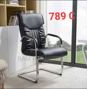 Black Faux Leather Office Chair With Sled Base