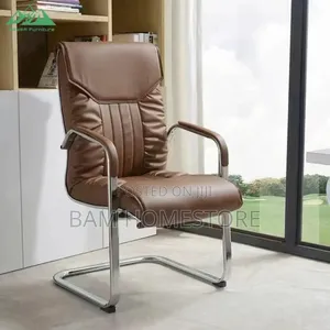 Black Faux Leather Office Chair With Sled Base