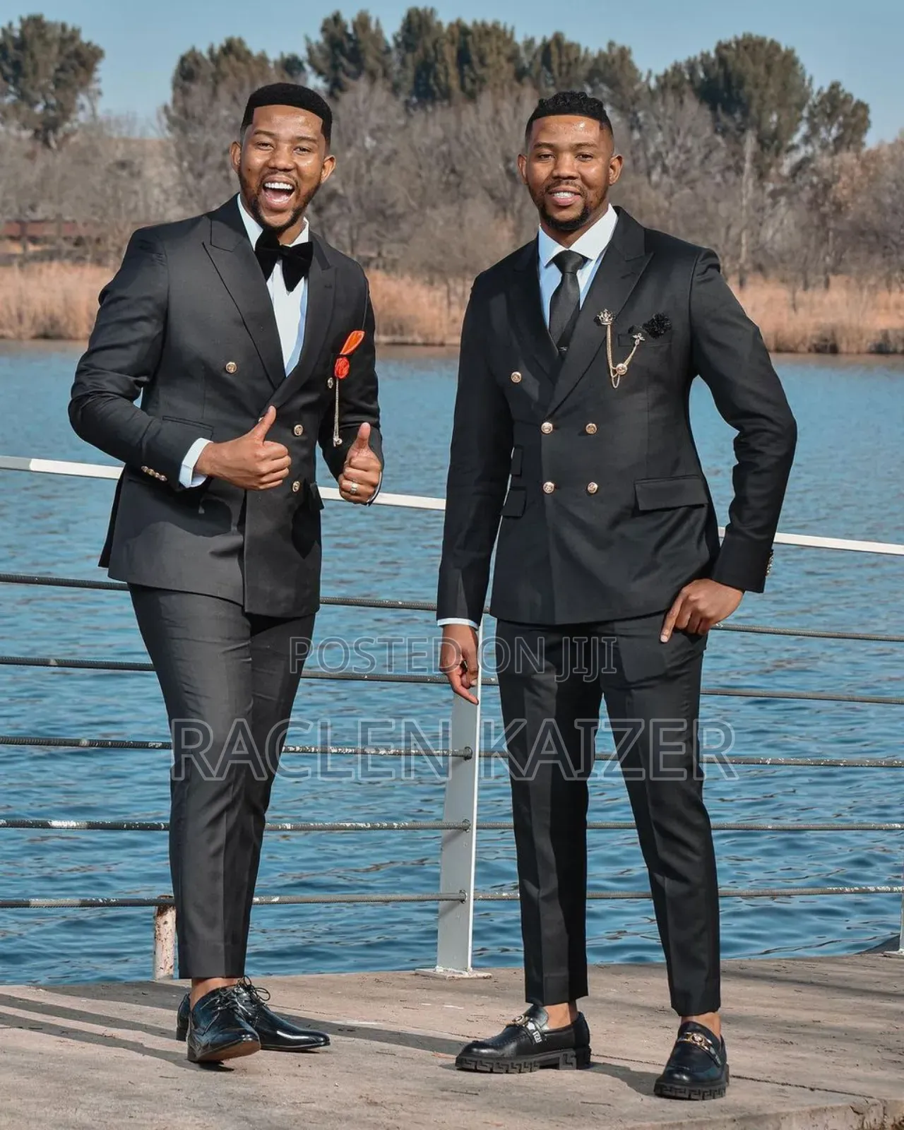 Black Suits With Gold Buttons